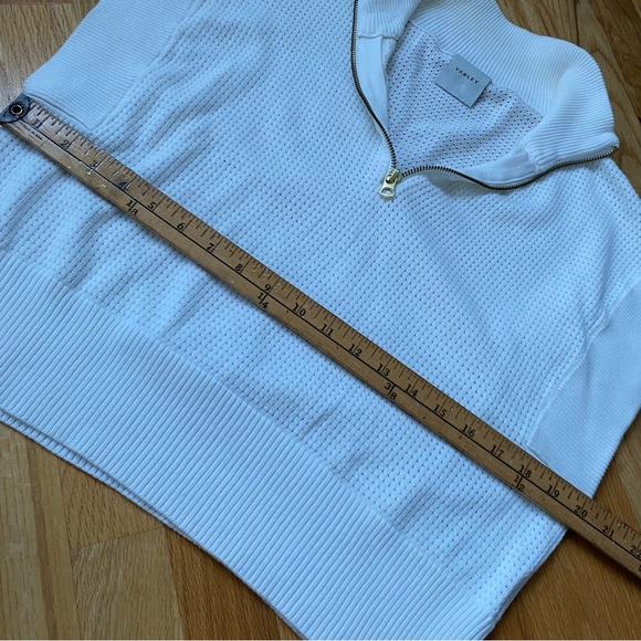 Varley White Loretta Half Zip-Up Double Soft Sleeveless Crop Sweater Sweatshirt - Picture 9 of 10